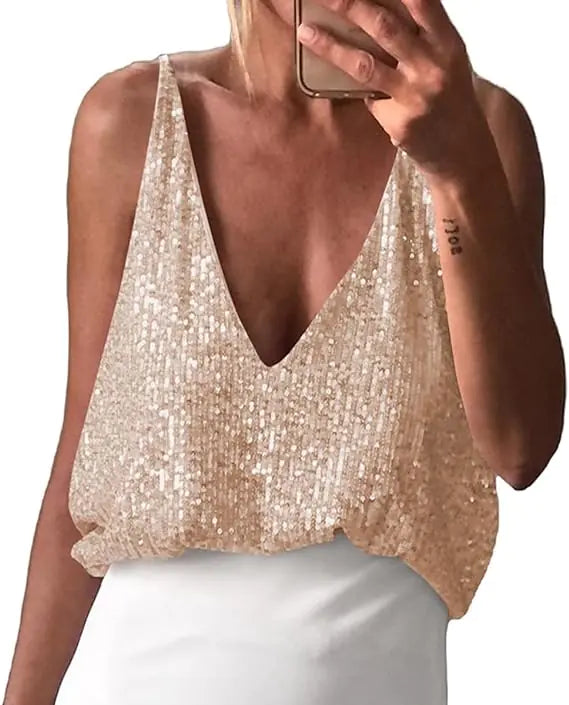 Glamorous With V-Neck And Sequins