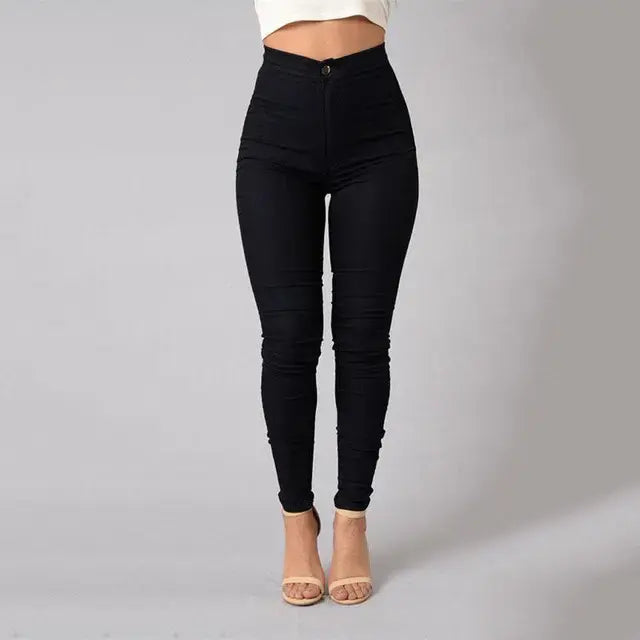 Einfarbige Leggings mit hoher Taille