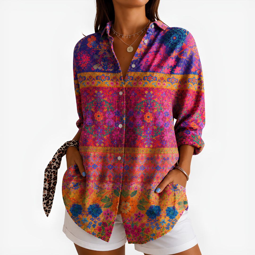 Bohemian Floral Mosaic Blouse