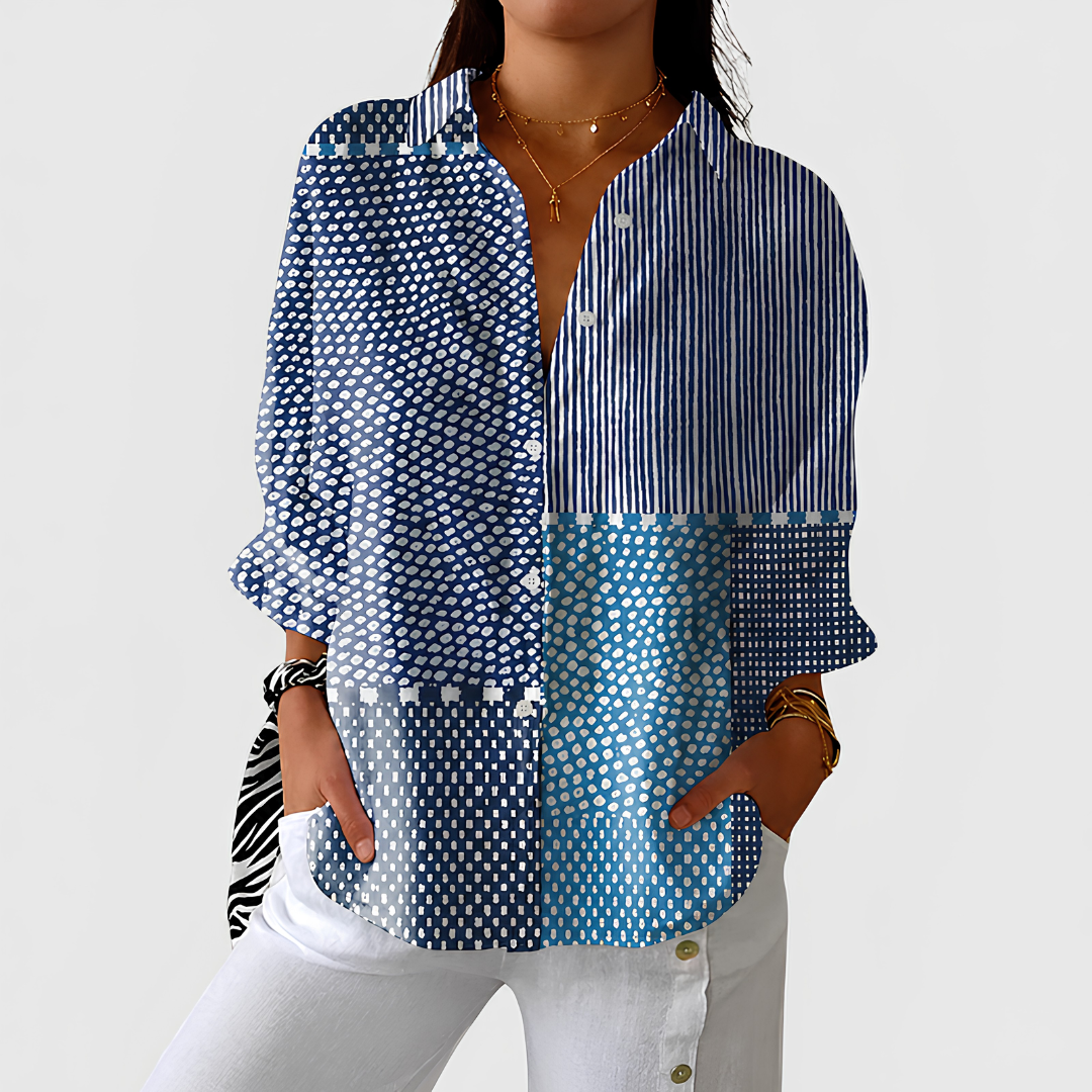 Coastal Patchwork Stripe Blouse