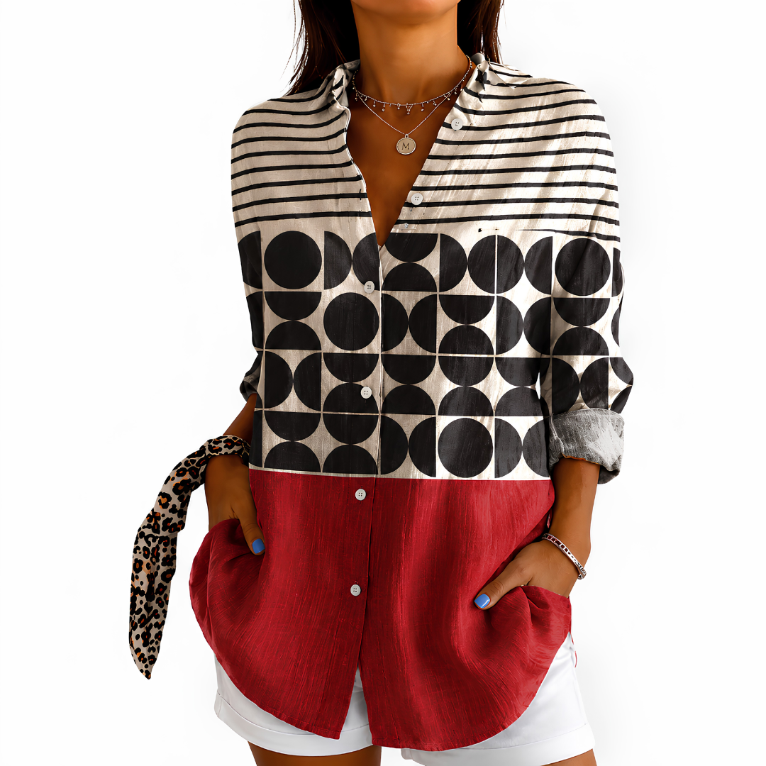 Modern Geometric Colorblock Blouse