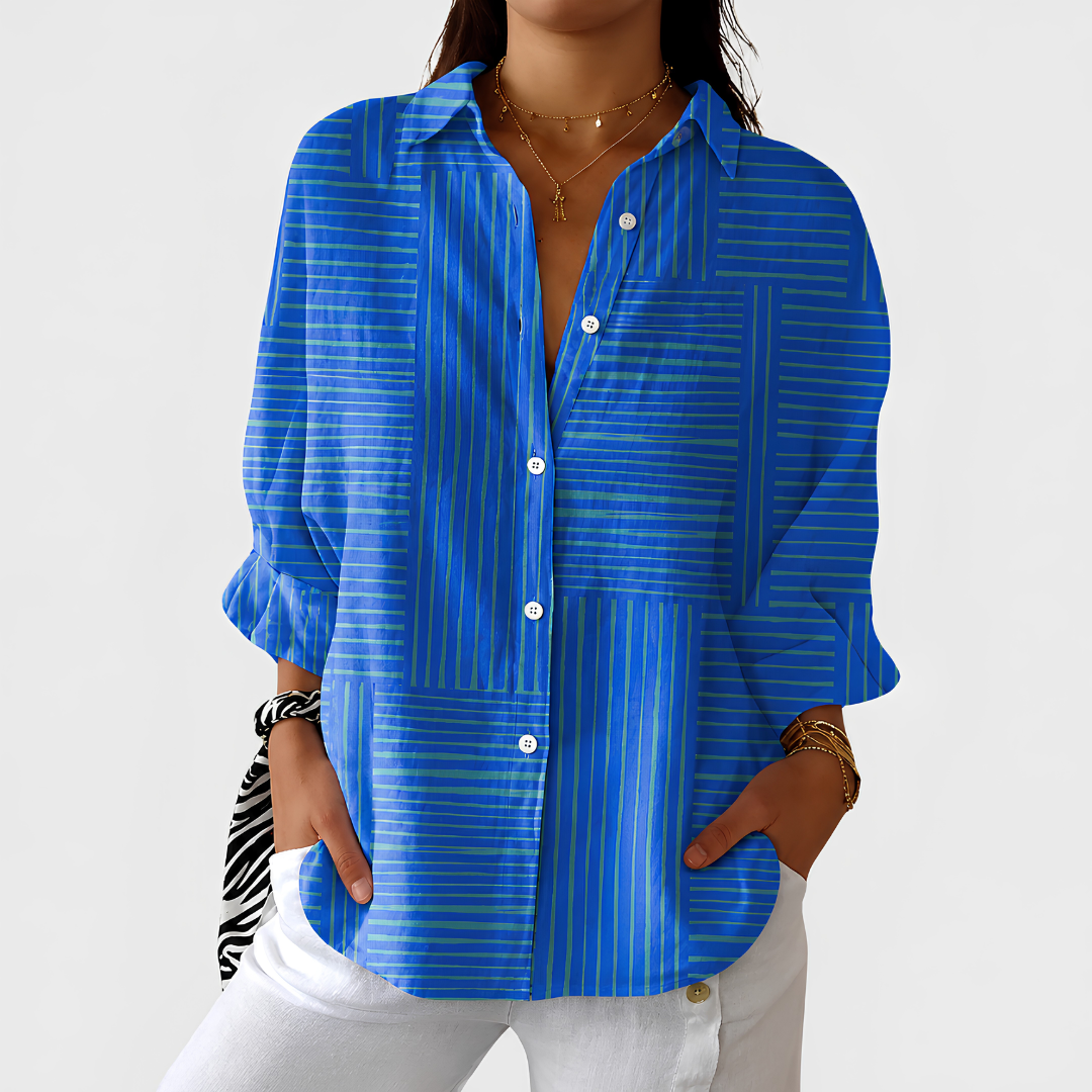 Modern Blue Stripe Blouse
