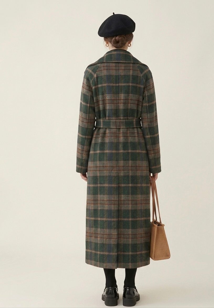 Ivy™ | Forest Green Check Longline Coat — Final Edit