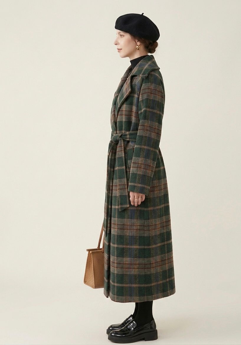 Ivy™ | Forest Green Check Longline Coat — Final Edit