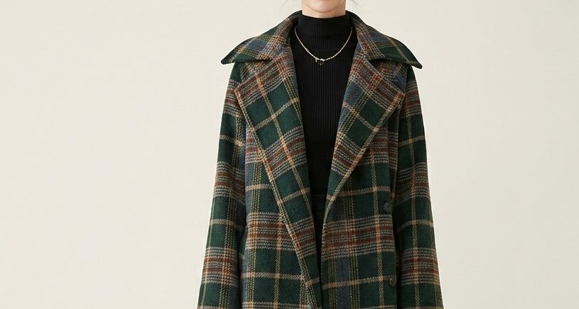 Ivy™ | Forest Green Check Longline Coat — Final Edit