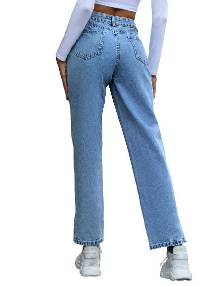 Women's New Straight Simple High Waist Trousers