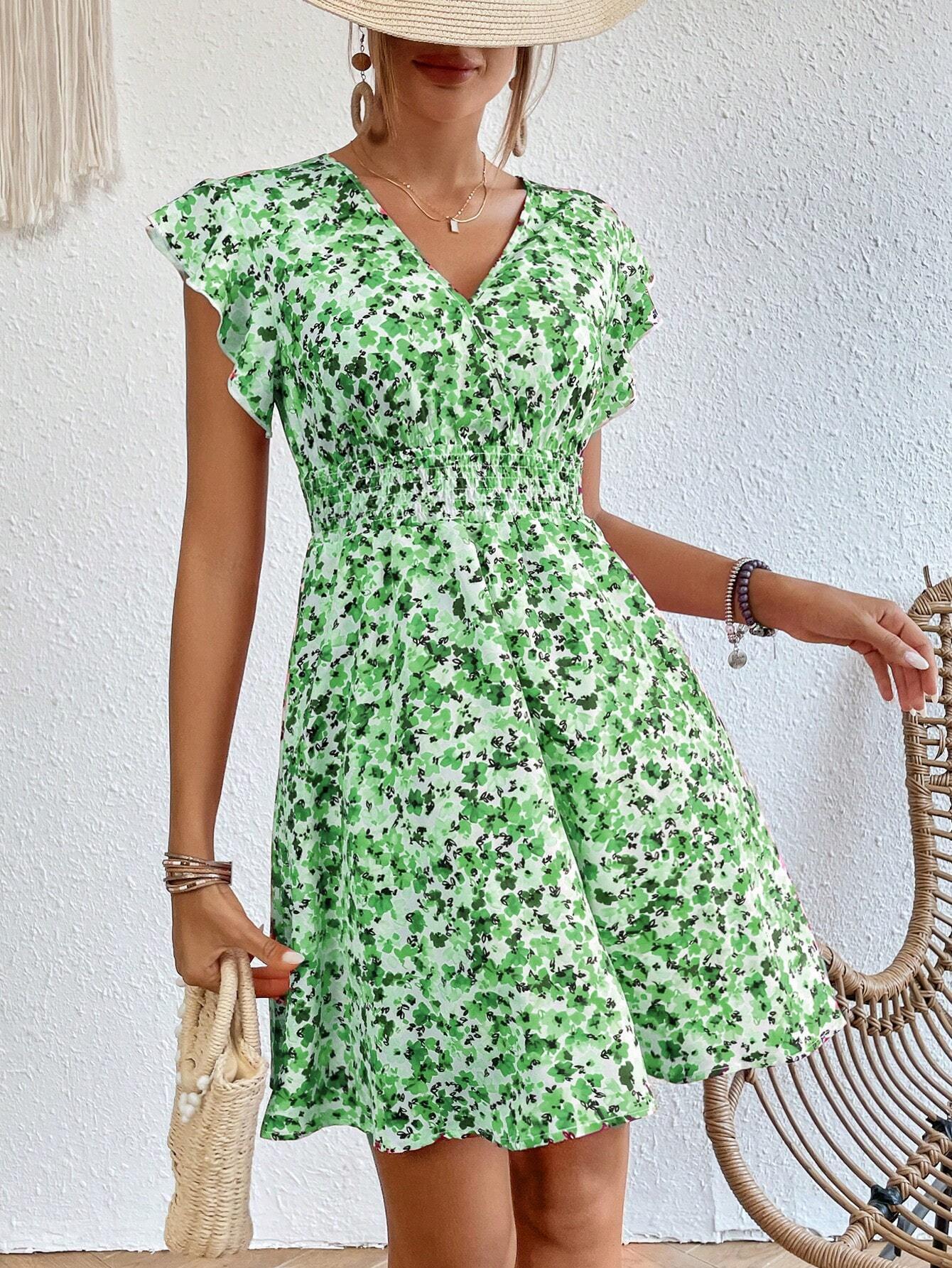 Women's Printed Flounced Dress