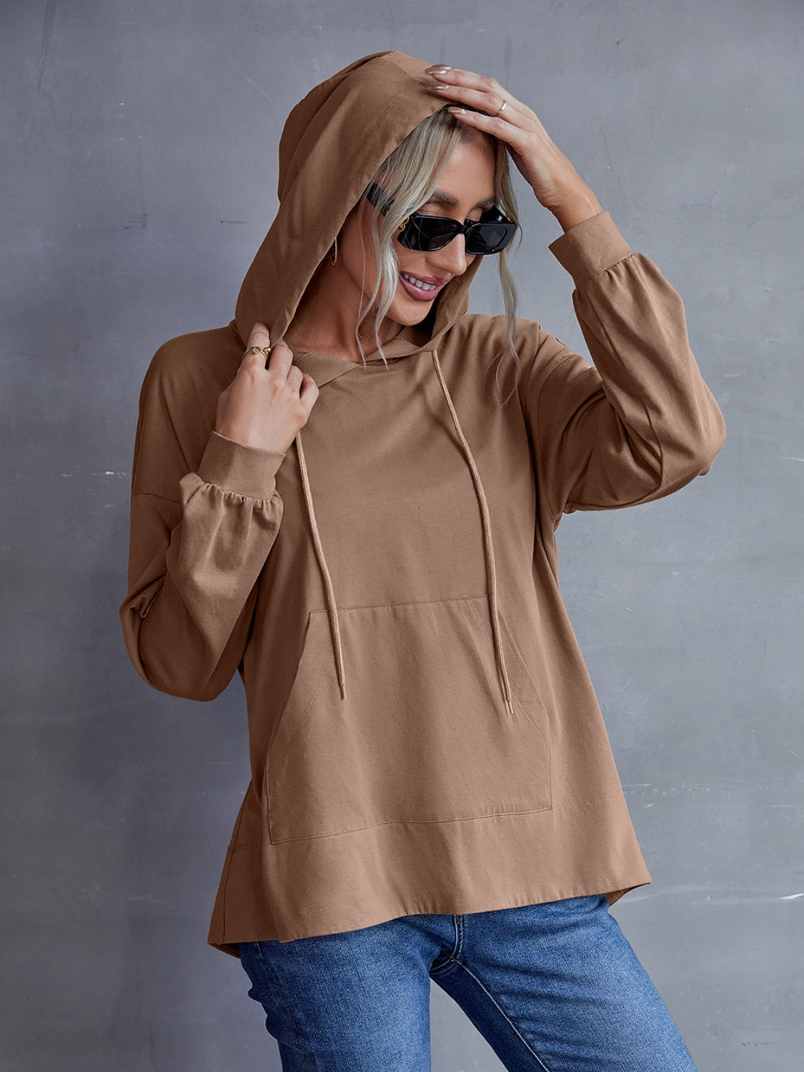 Ivy Lane Drawstring Pocketed Dropped Shoulder Hoodie