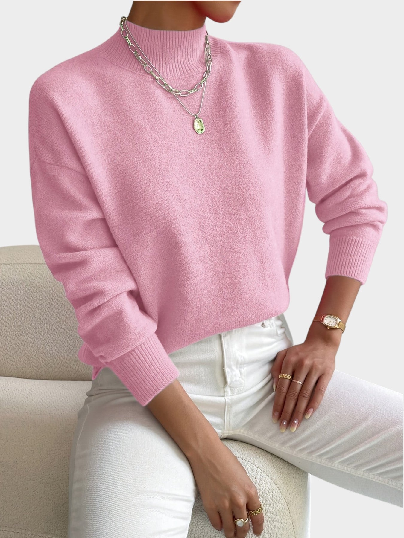 Rosalie | Mock Neck Drop-Shoulder Pullover