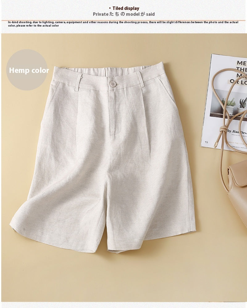 Summer High Waist Women's Cotton And Linen Casual Shorts