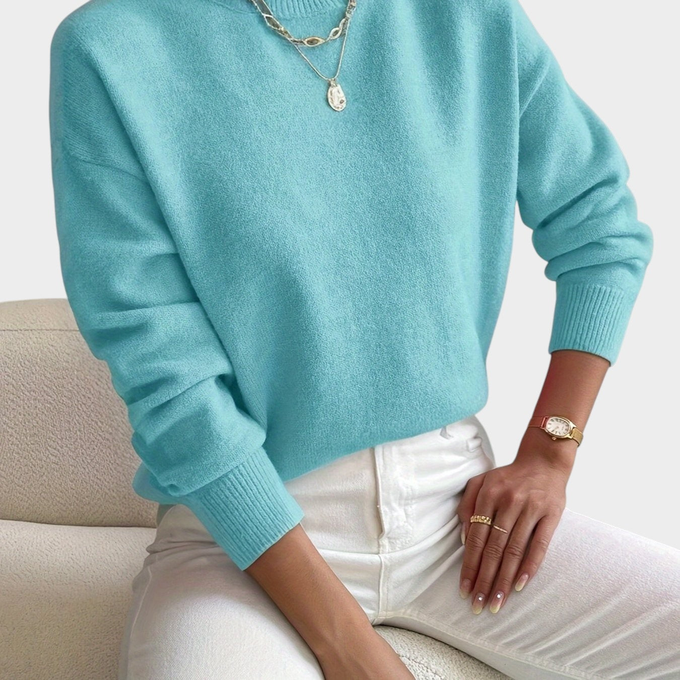 Rosalie | Mock Neck Drop-Shoulder Pullover