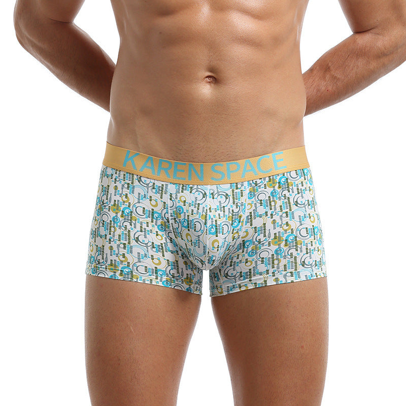 Boxers estampados de moda de seda de hielo