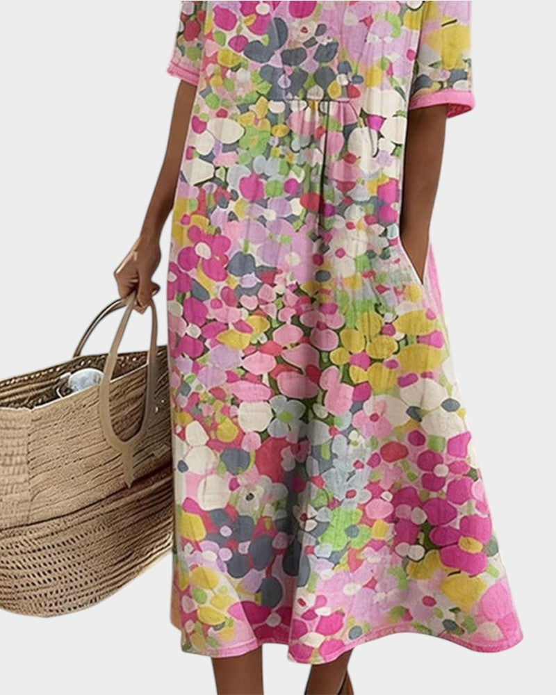 ELENA™ - ELEGANT FLORAL SUMMER MIDI DRESS