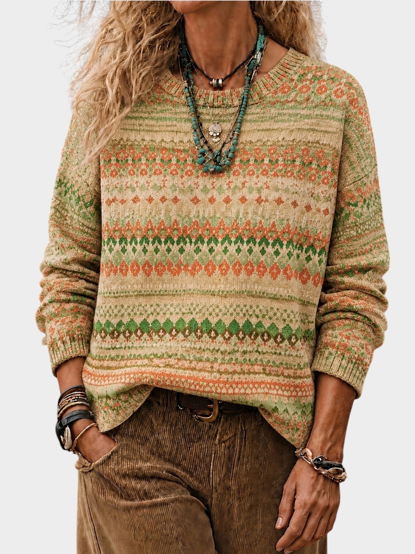 Ivy | All-Over Print Crew Neck Sweater