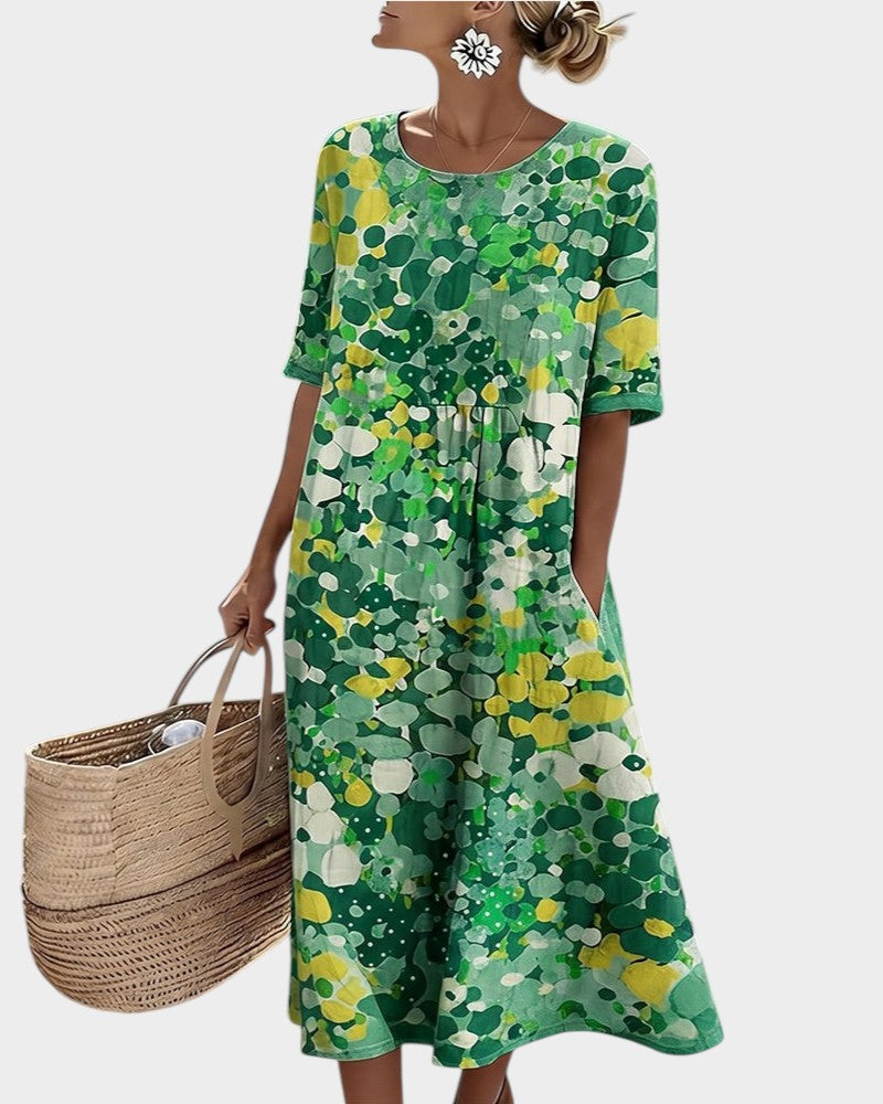 ELENA™ - ELEGANT FLORAL SUMMER MIDI DRESS
