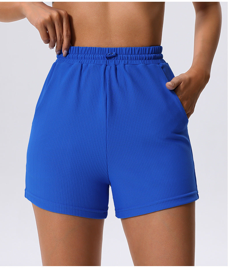 Pantalones cortos de verano de secado rápido para yoga, fitness, correr, adelgazar y adelgazar con malla elástica