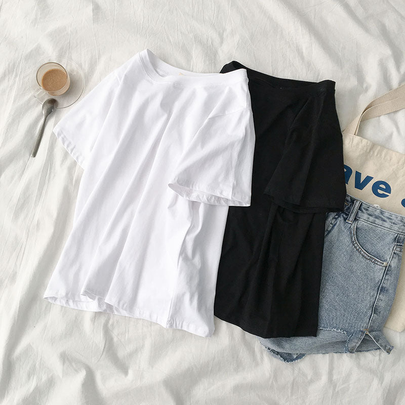 Loose Base Round Neck Casual T-shirt With Clothes Underneath