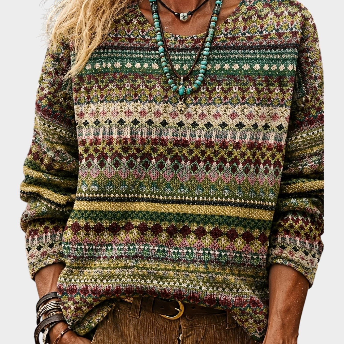 Ivy | All-Over Print Crew Neck Sweater
