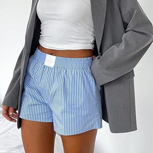 Modische, lockere und bequeme gestreifte Shorts mit Taschen für Damen