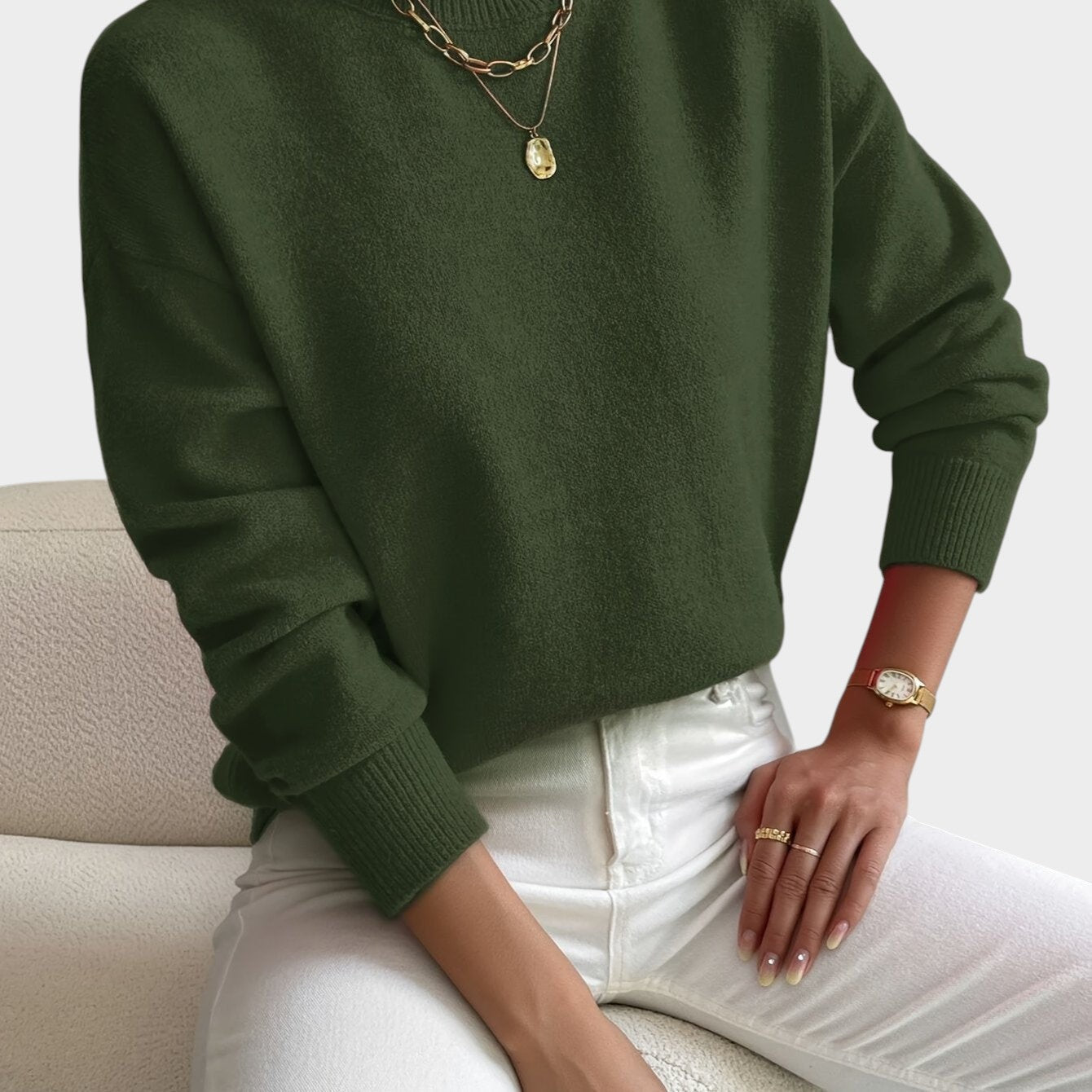 Rosalie | Mock Neck Drop-Shoulder Pullover