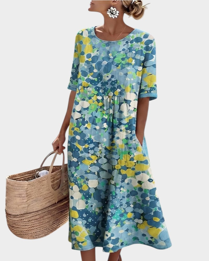 ELENA™ - ELEGANT FLORAL SUMMER MIDI DRESS
