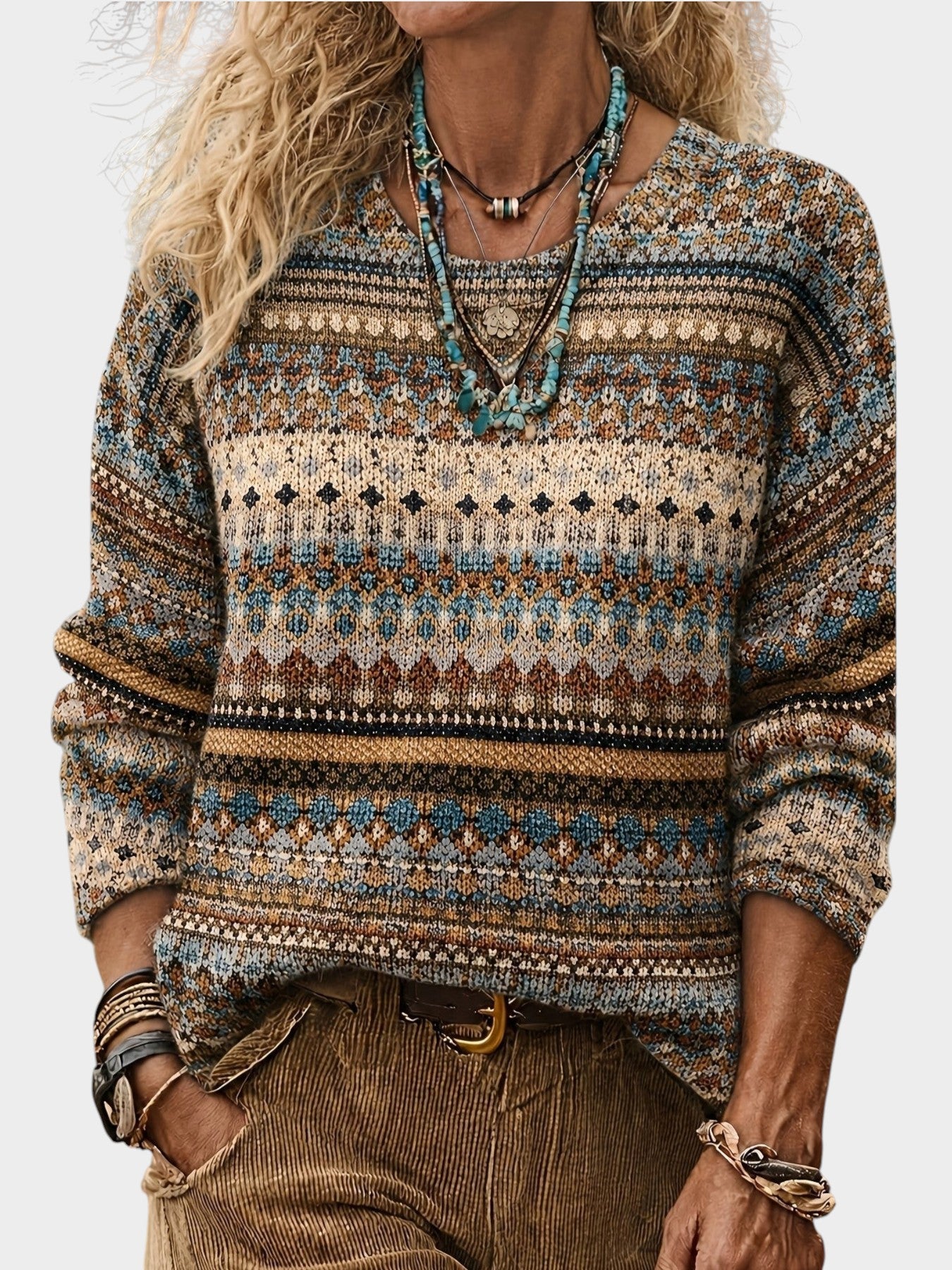 Ivy | All-Over Print Crew Neck Sweater