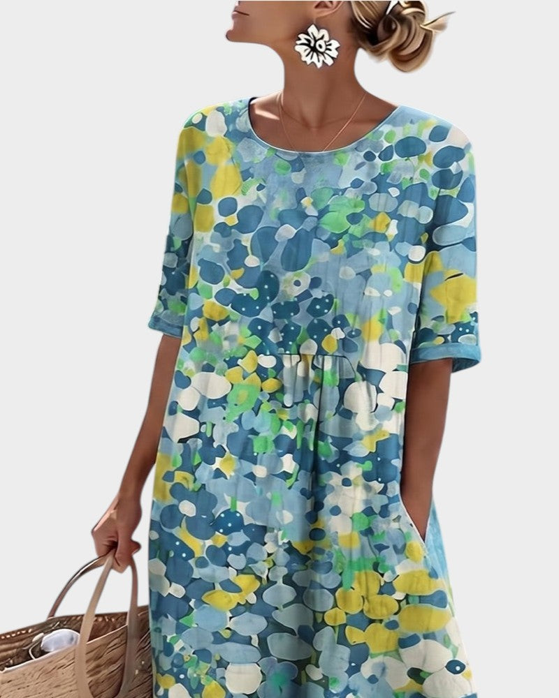 ELENA™ - ELEGANT FLORAL SUMMER MIDI DRESS
