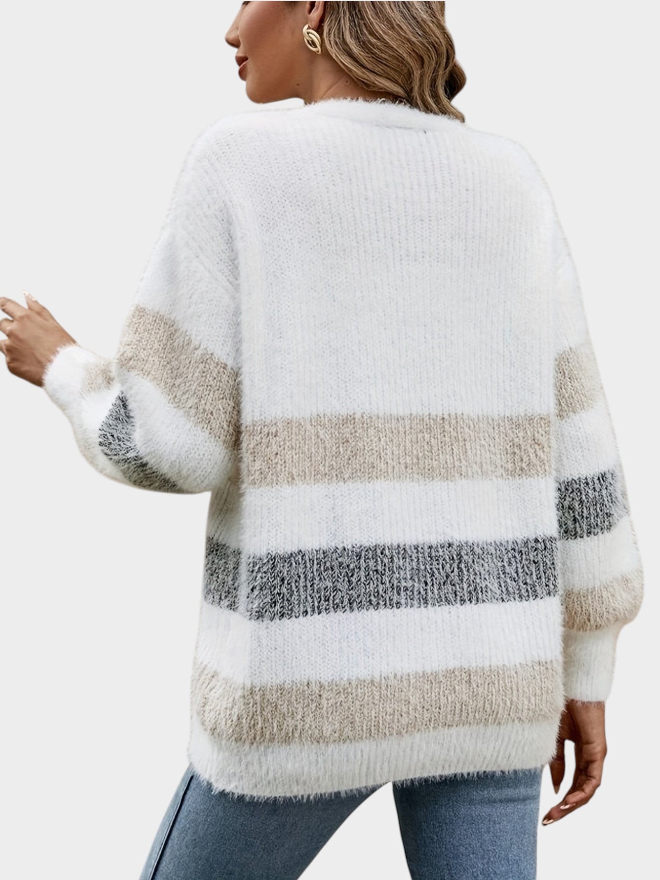 Camille | French-Style Striped Drop-Shoulder Cardigan