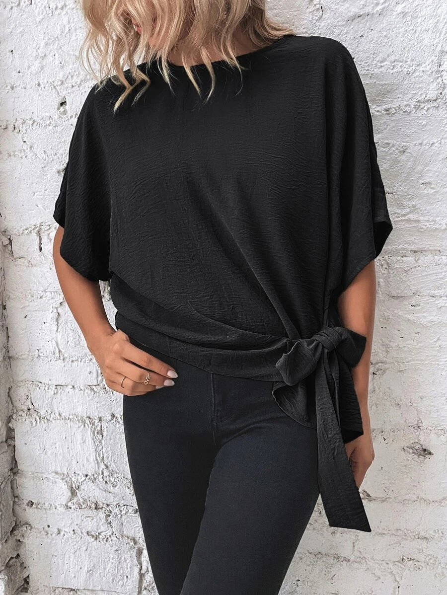 Women's Solid Color Batwing Sleeve Loose Top