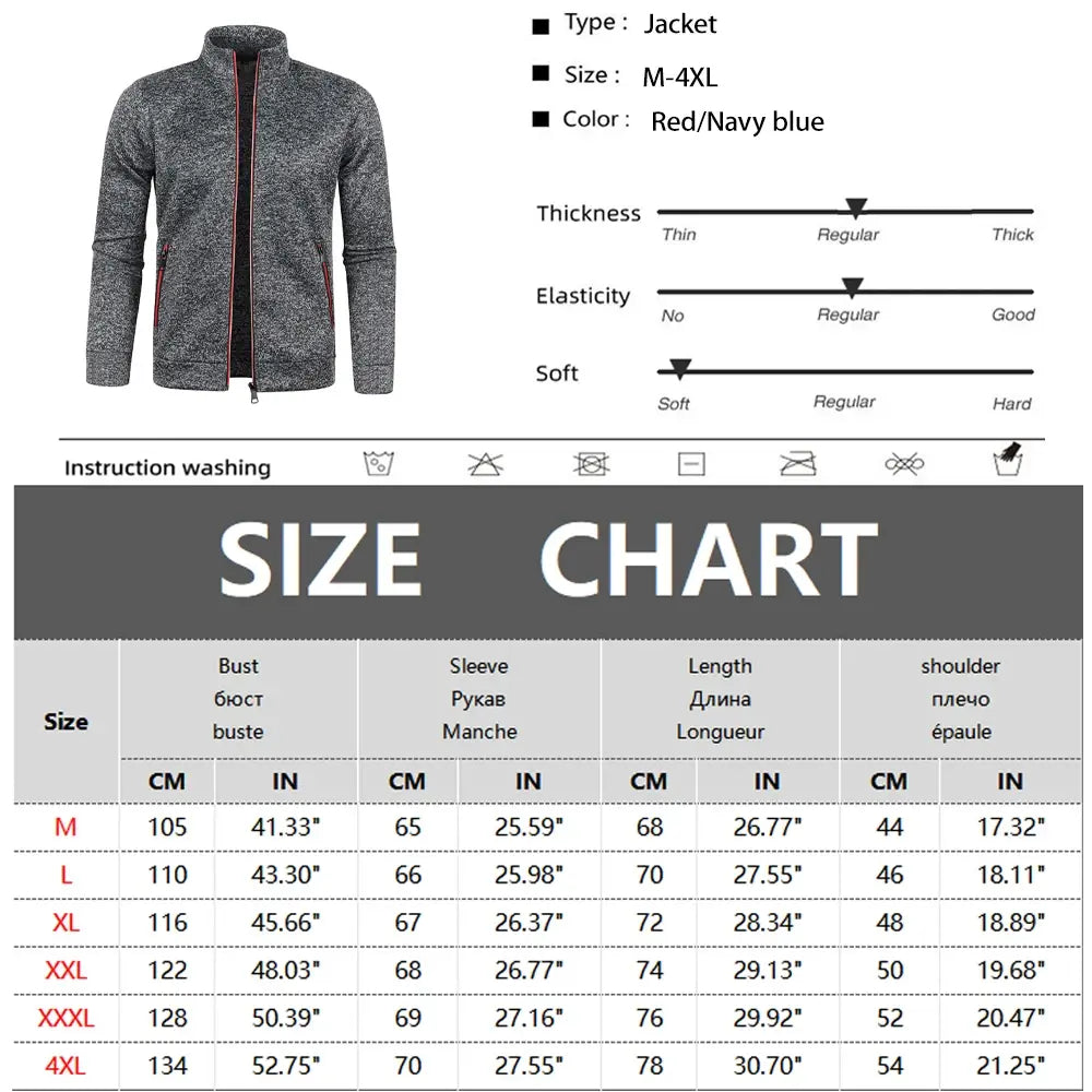 Men Zipper Jackets Standing Collar