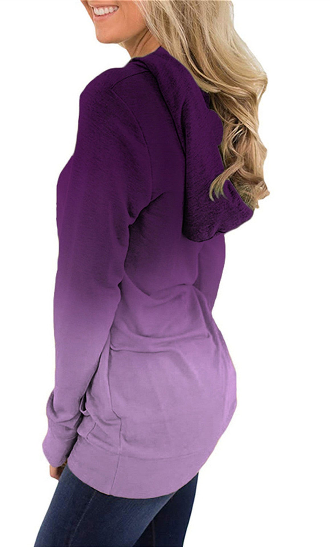 Sweater Gradient Hooded Drawstring Sweatshirt