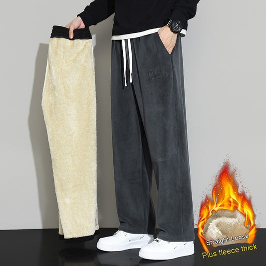 Pantalones casuales de cachemira de invierno para hombre Pantalones rectos de pierna ancha