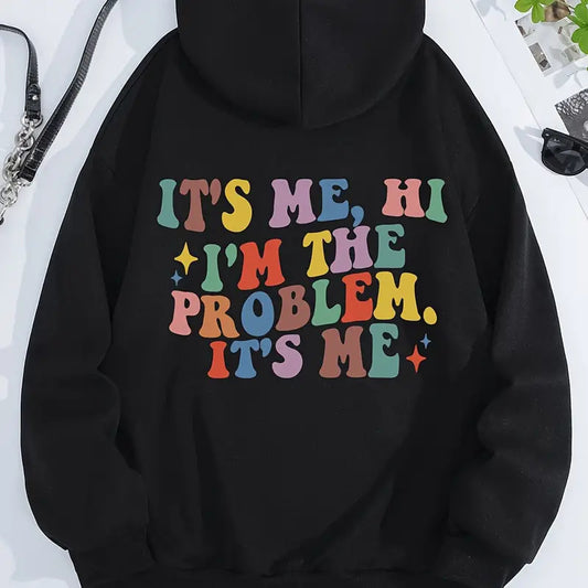 Its Me - Kapuzenpullover mit Buchstaben-Print, lässig, mit langer Tasche