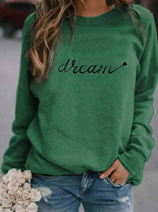 Dream Letter 3D Printed Round Neck Long-sleeved Shirt