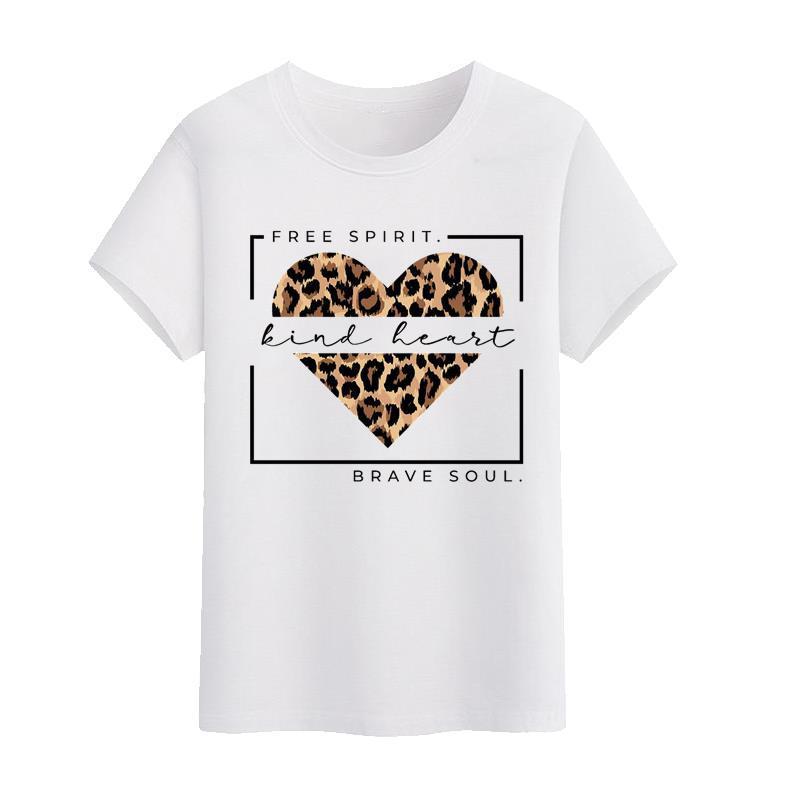 Modal Stoff frauen Leopard Print Herz Druck Neue Kurzarm