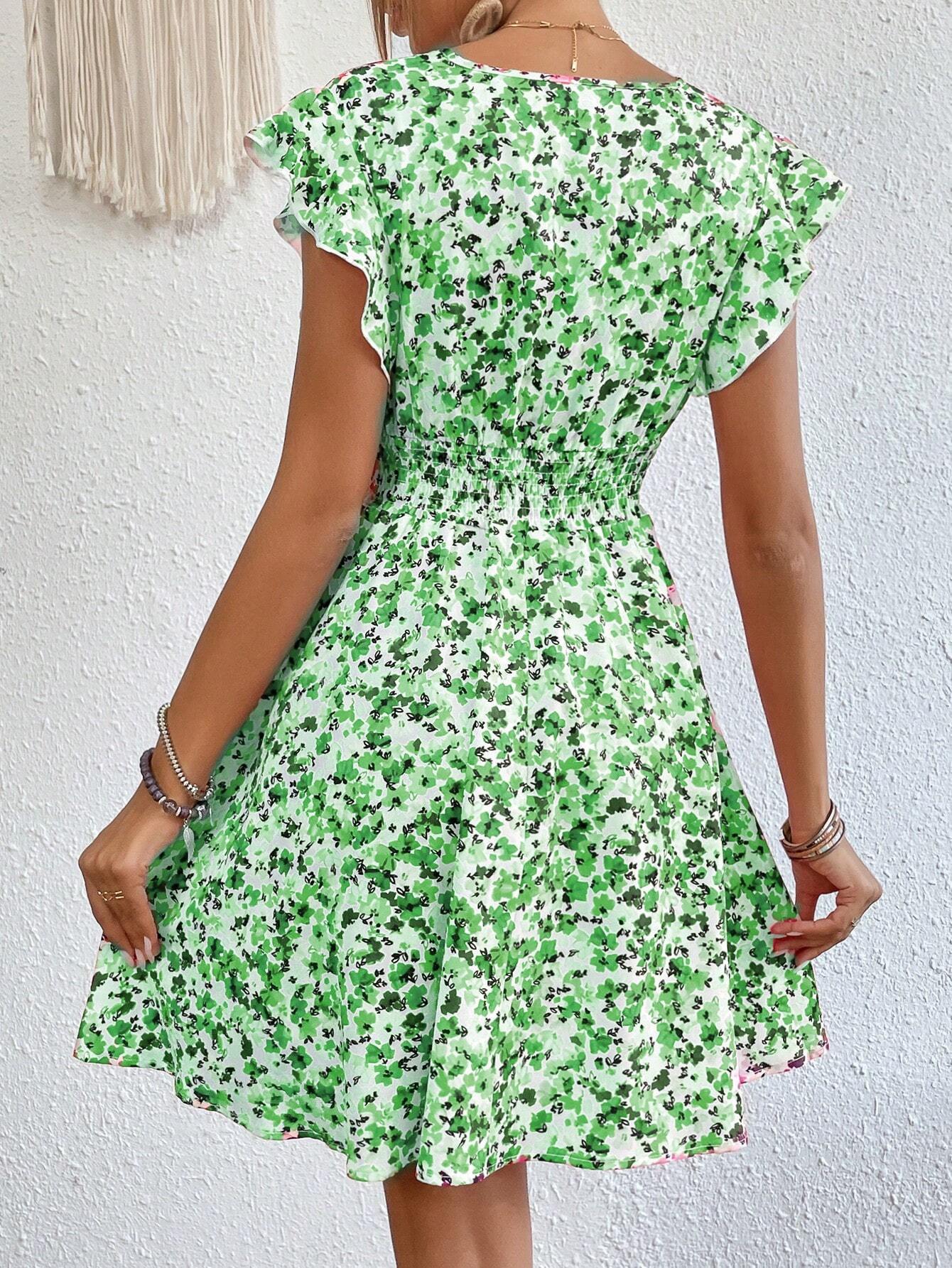 Women's Printed Flounced Dress