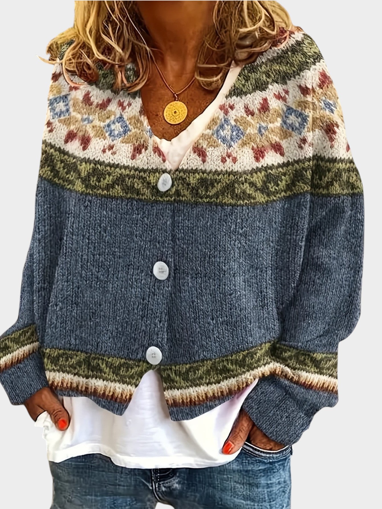 Poppy | Colourblock Button Cardigan