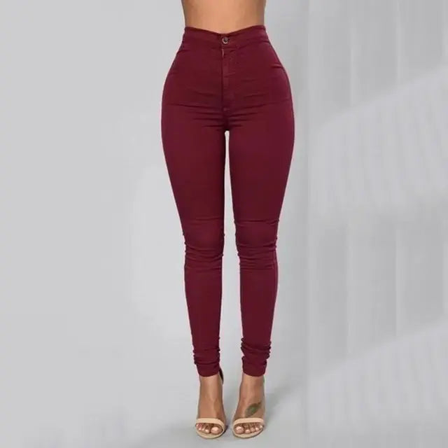 Einfarbige Leggings mit hoher Taille