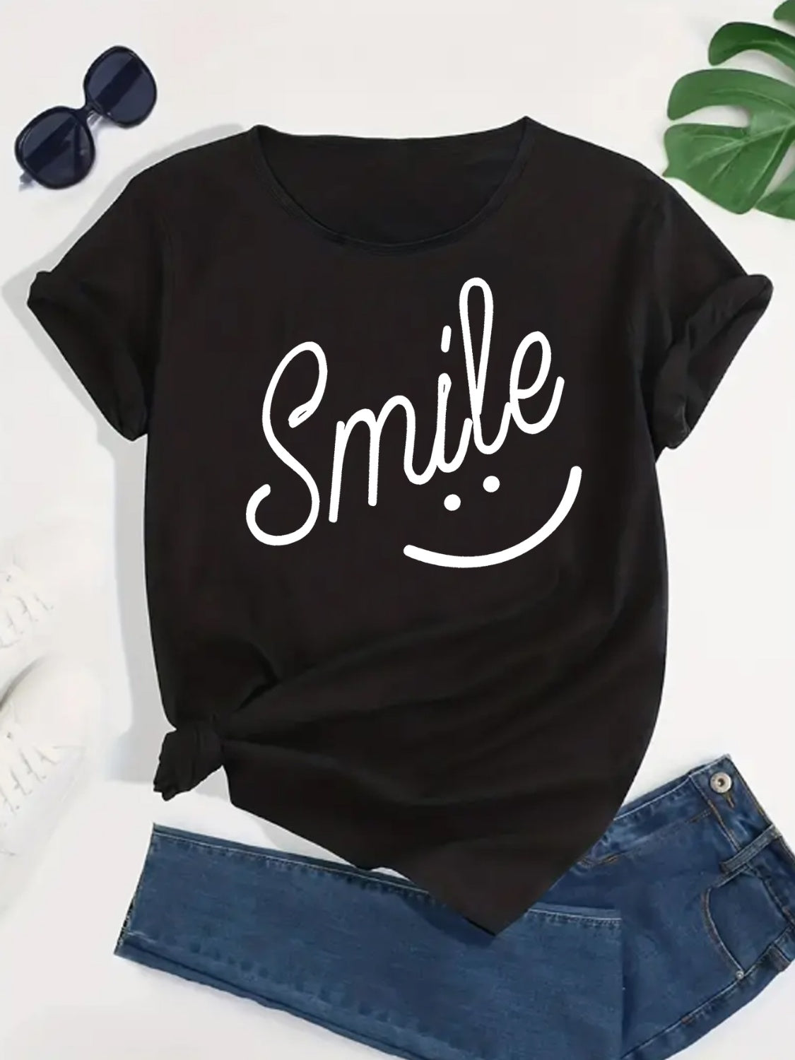 SMILE T-Shirt mit Rundhalsausschnitt und kurzen Ärmeln