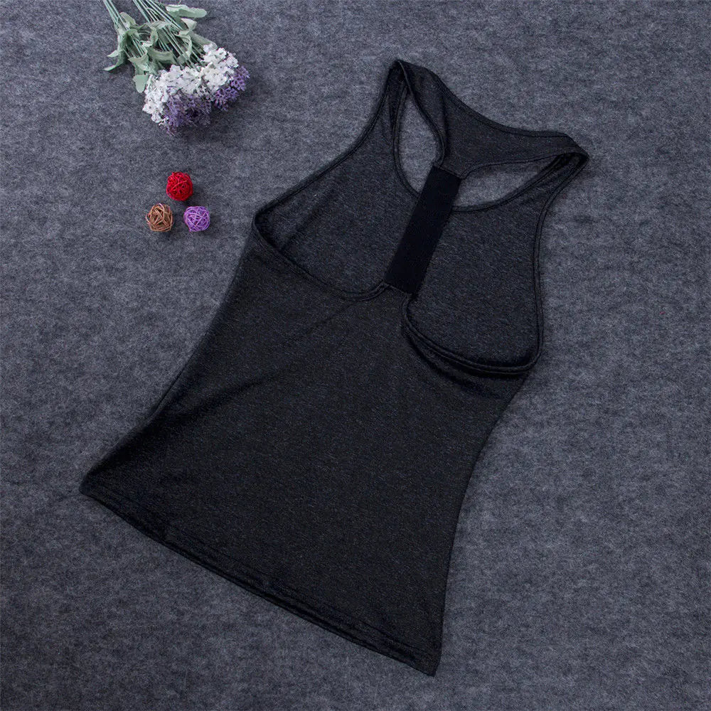 Camisetas de yoga informales sin mangas para mujer