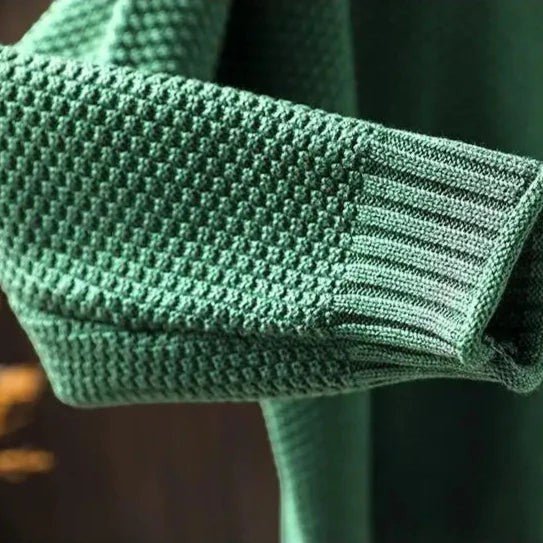 My Store 4 Barbara Relaxed Knit Jumper in groen met textuur en geribbelde boorden