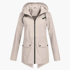 My Store 4 Rianna getailleerde beige regenjas met verstelbare capuchon en ritssluiting voor dames