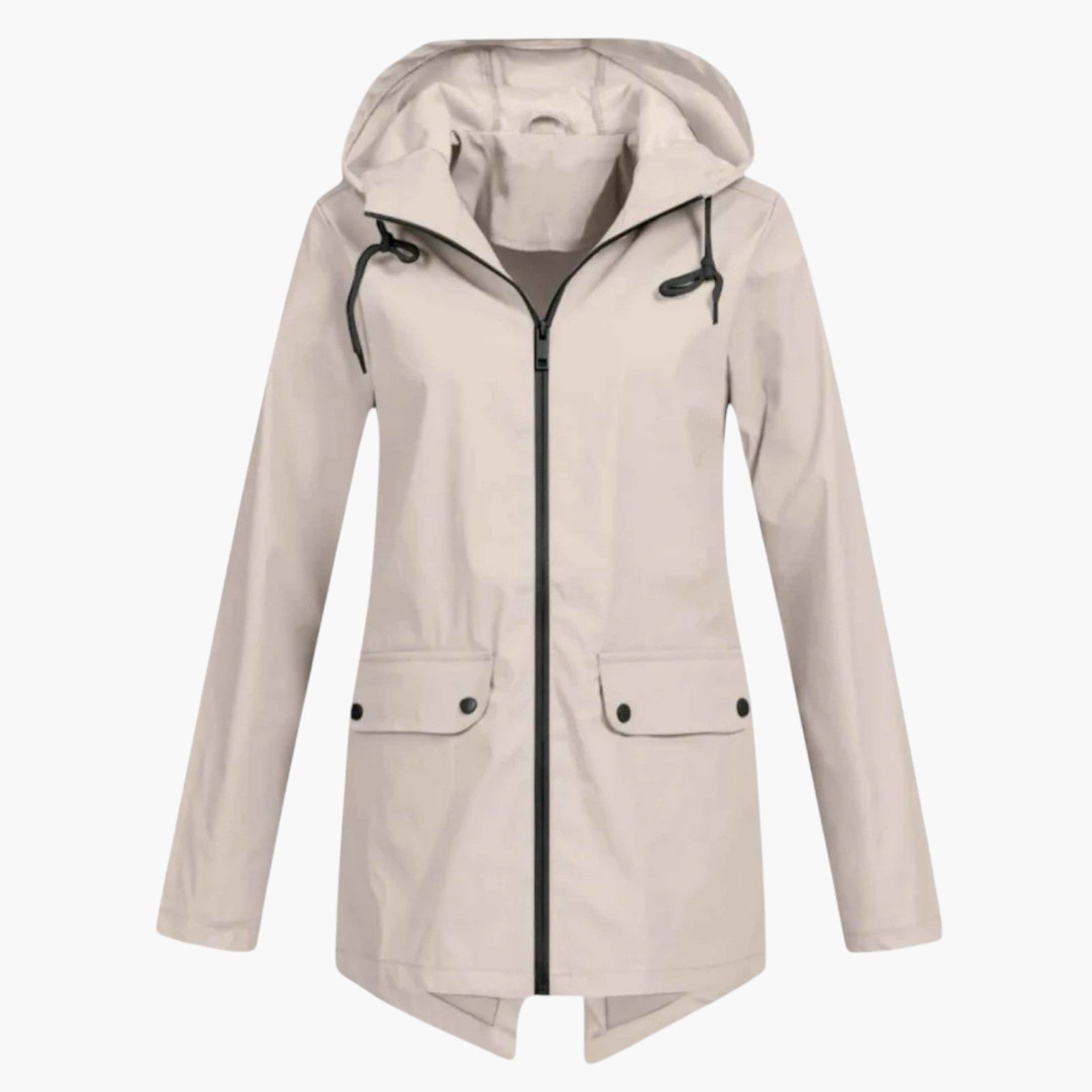 My Store 4 Rianna getailleerde beige regenjas met verstelbare capuchon en ritssluiting voor dames