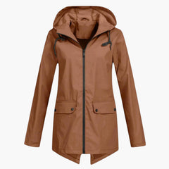 My Store 4 Rianna getailleerde bruine weerbestendige jas met capuchon en ritssluiting voor dames