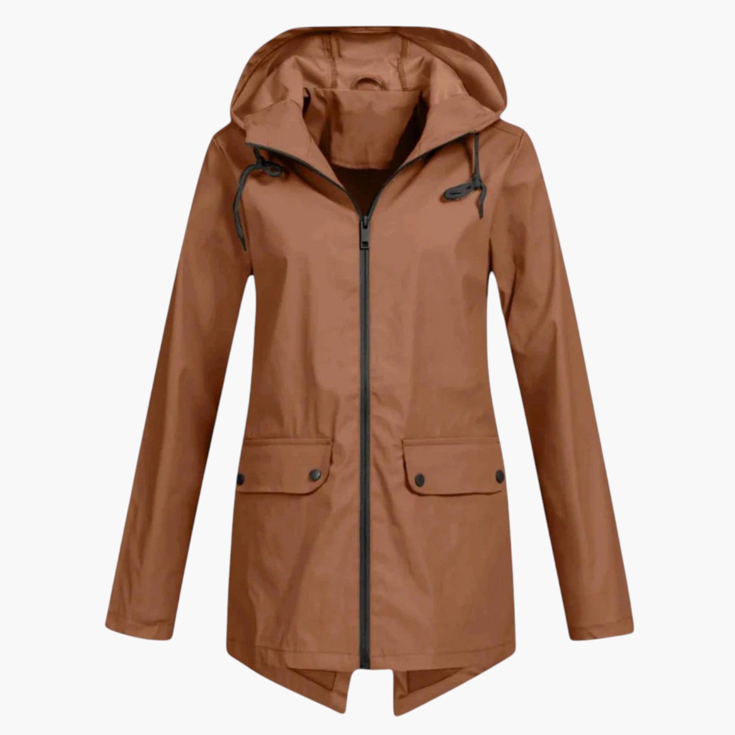 My Store 4 Rianna getailleerde bruine weerbestendige jas met capuchon en ritssluiting voor dames