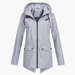 My Store 4 Rianna lichtgrijze getailleerde regenjas met capuchon en ritssluiting voor dames