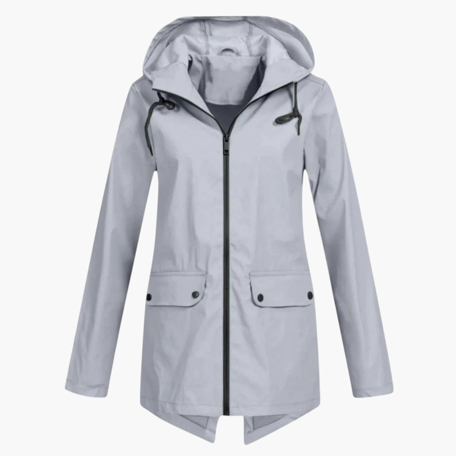 My Store 4 Rianna lichtgrijze getailleerde regenjas met capuchon en ritssluiting voor dames
