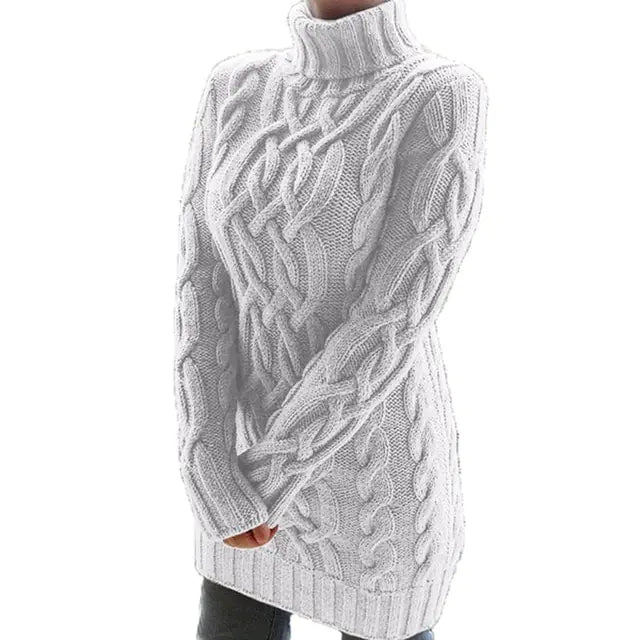 Turtleneck Twist Knitted Sweater Dress