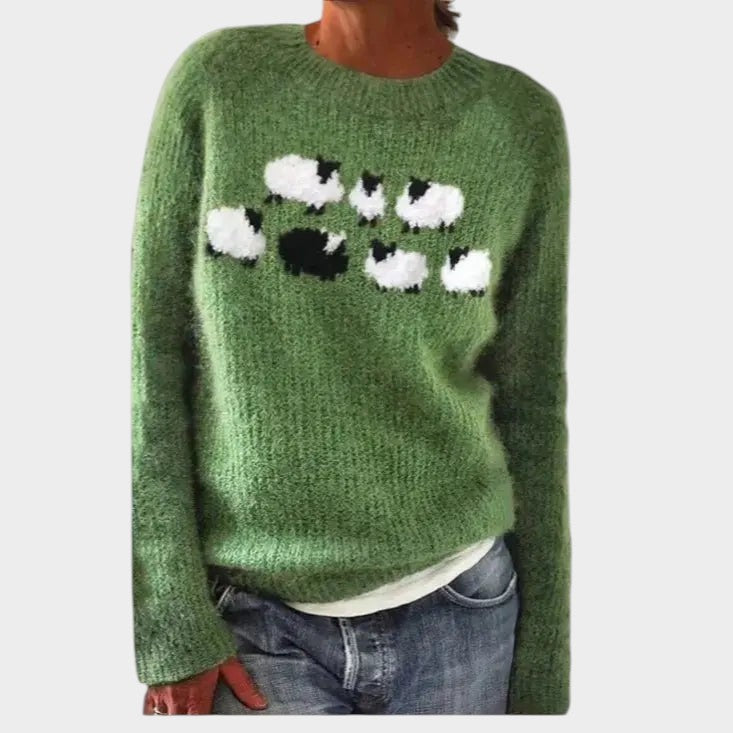 Olivia | Women's Nordic Jumper Boat Neck Relaxed Fit Multicolour