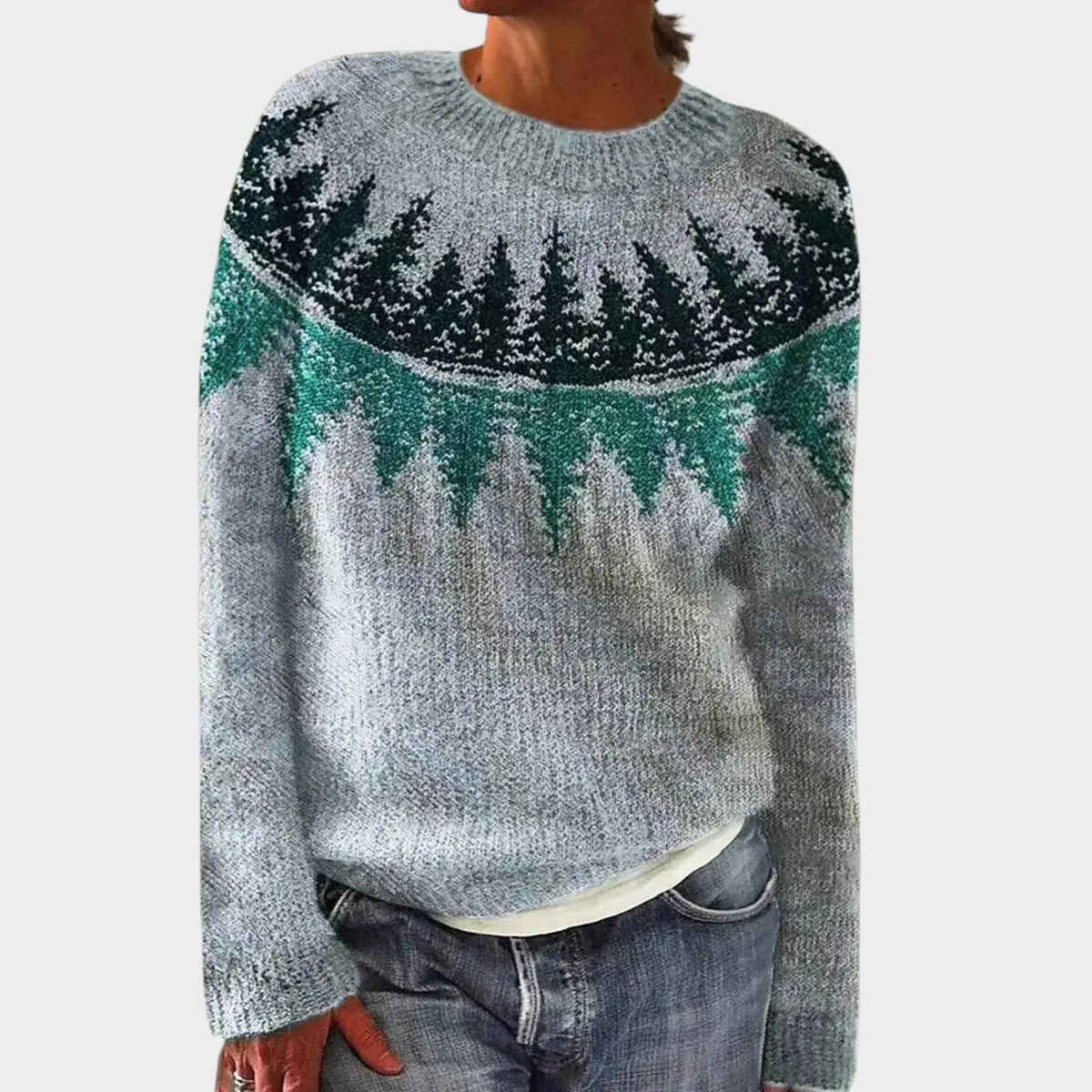 Olivia | Women's Nordic Jumper Boat Neck Relaxed Fit Multicolour